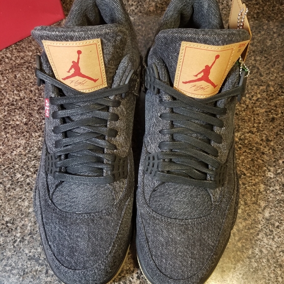 NIKE AIR JORDAN 4 IV RETRO LEVI'S STRAUSS A02571-001 BLACK DENIM SNEAKER SIZE 12 - Picture 3 of 7
